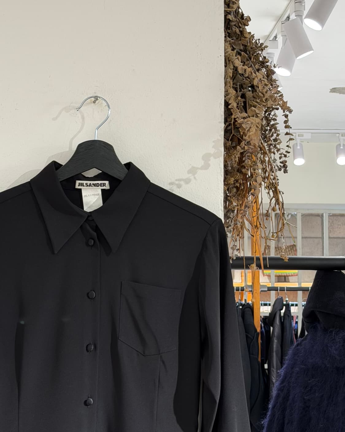 질샌더 블랙 롱 폴리에스터 셔츠 원피스 상품이미지3