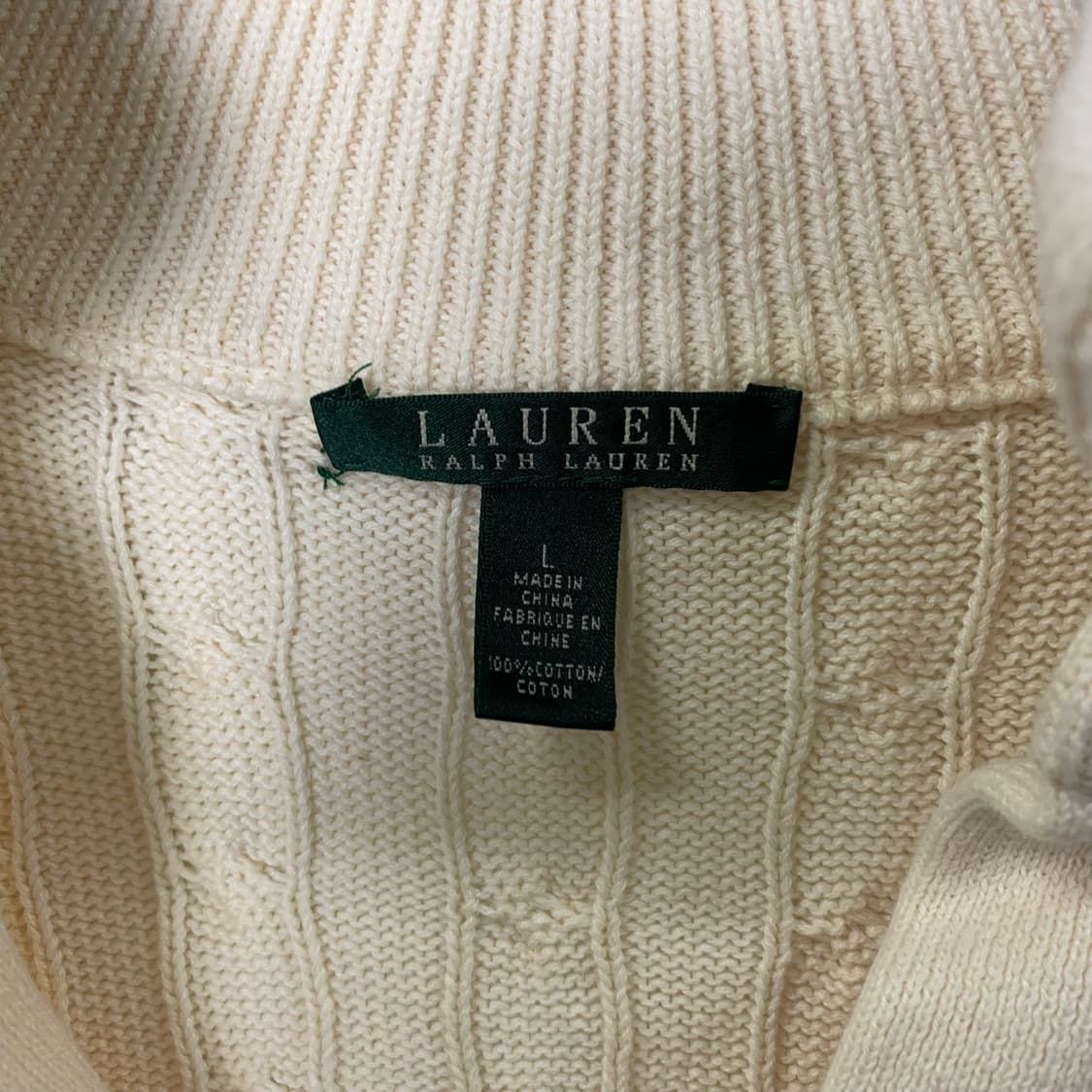 랄프로렌 화이트 꽈배기 카라 니트 상품이미지4