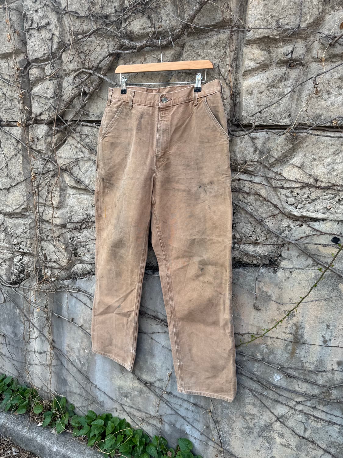 칼하트 빈티지 b11 brn 하드페이딩 카펜터 싱글니 워크 팬츠 상품이미지3