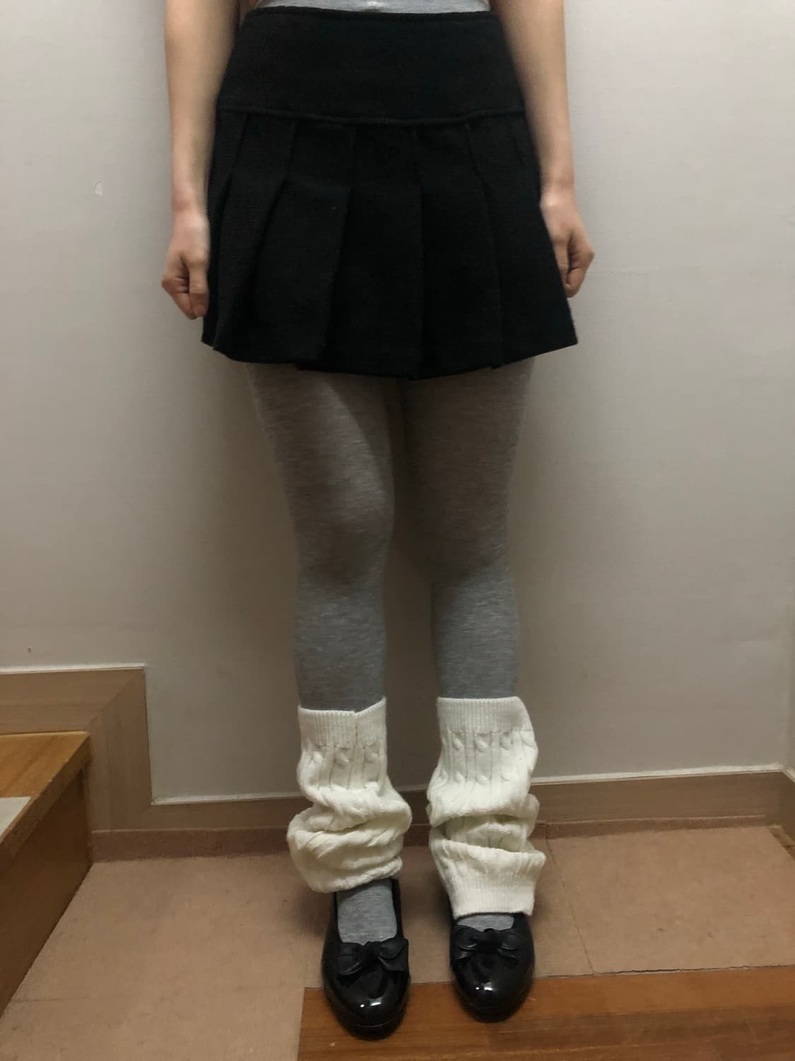 빈티지 블랙 플리츠 울 미니 스커트 상품이미지4