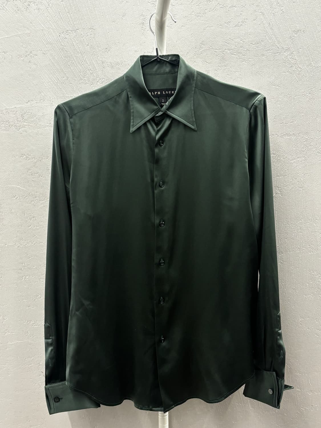 랄프로렌 그린 새틴 드레스 셔츠 상품이미지2