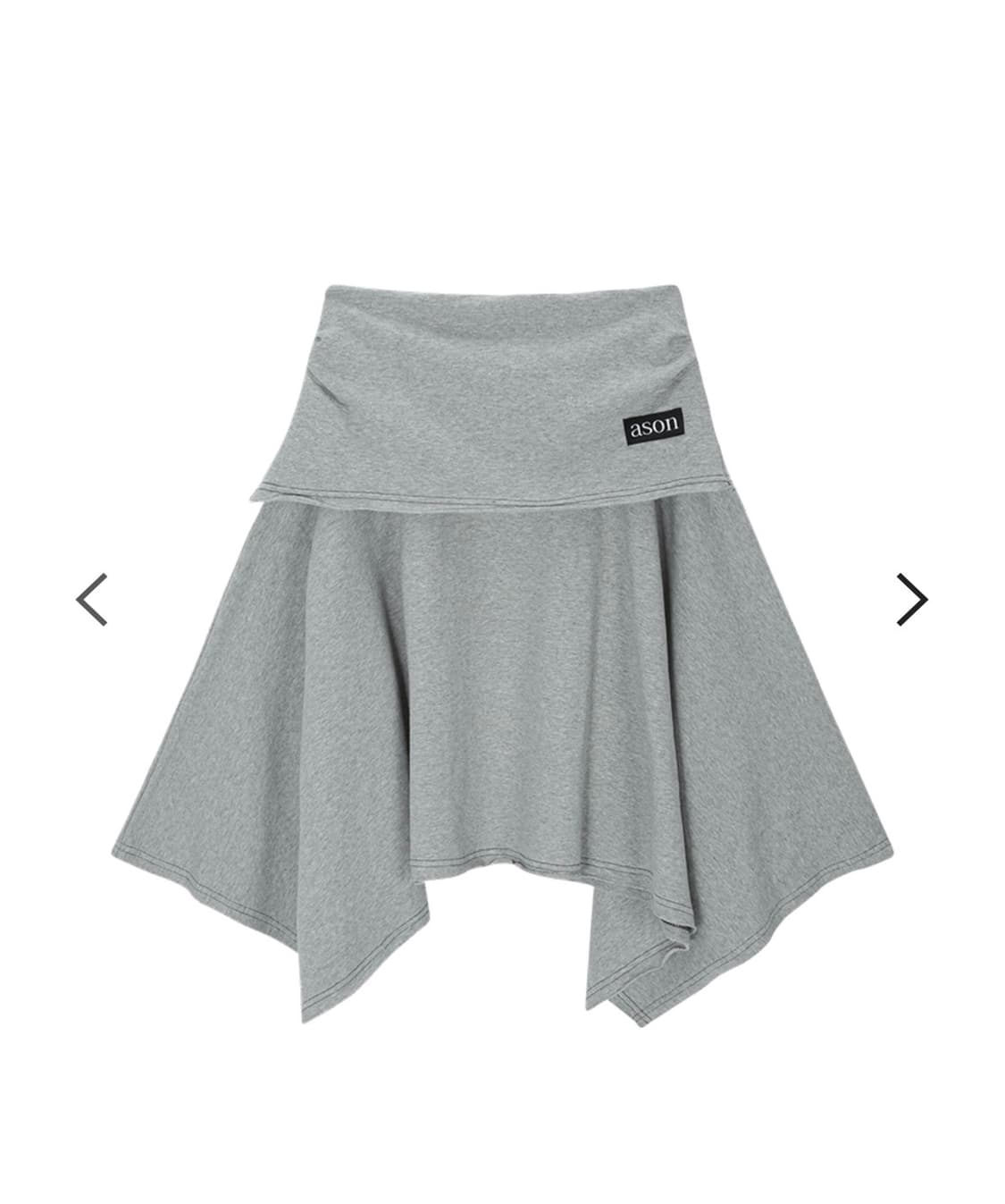 애즈온 레나 언발란스 스커트 그레이 상품이미지2