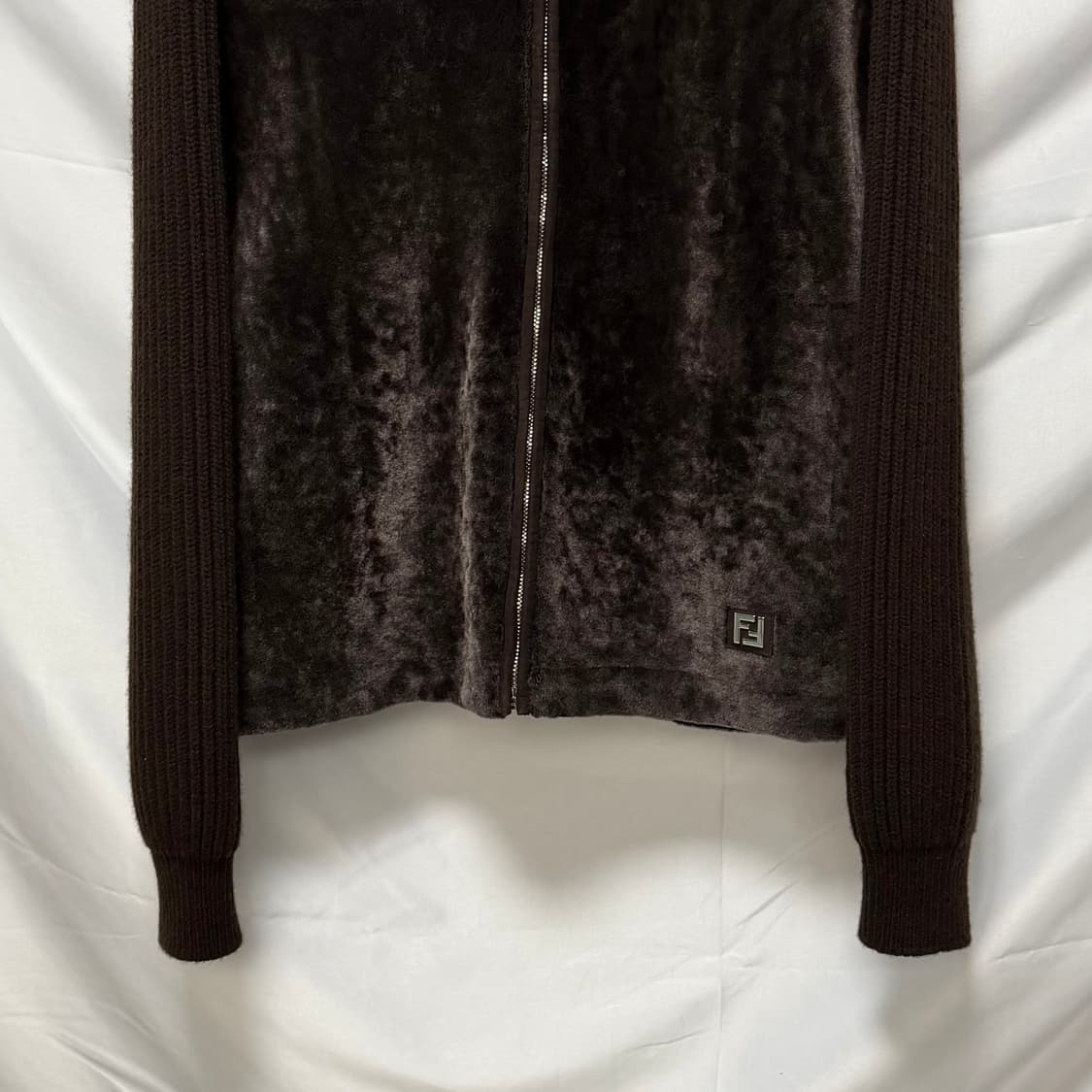 [미사용/48] 펜디 시어링 블루종 니트 집업 브라운 상품이미지3