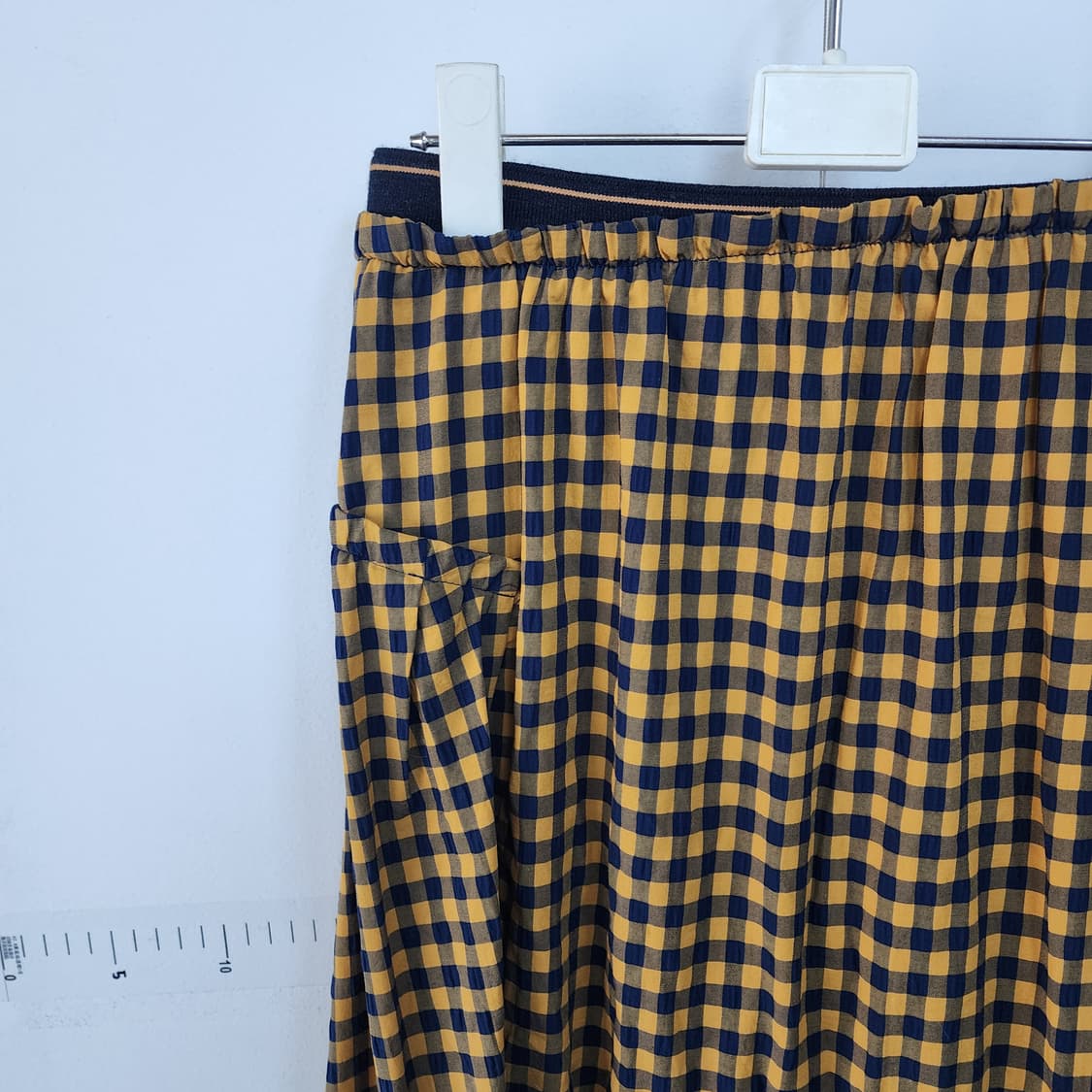 마인 체크 롱 스커트 옐로우 러플 상품이미지4