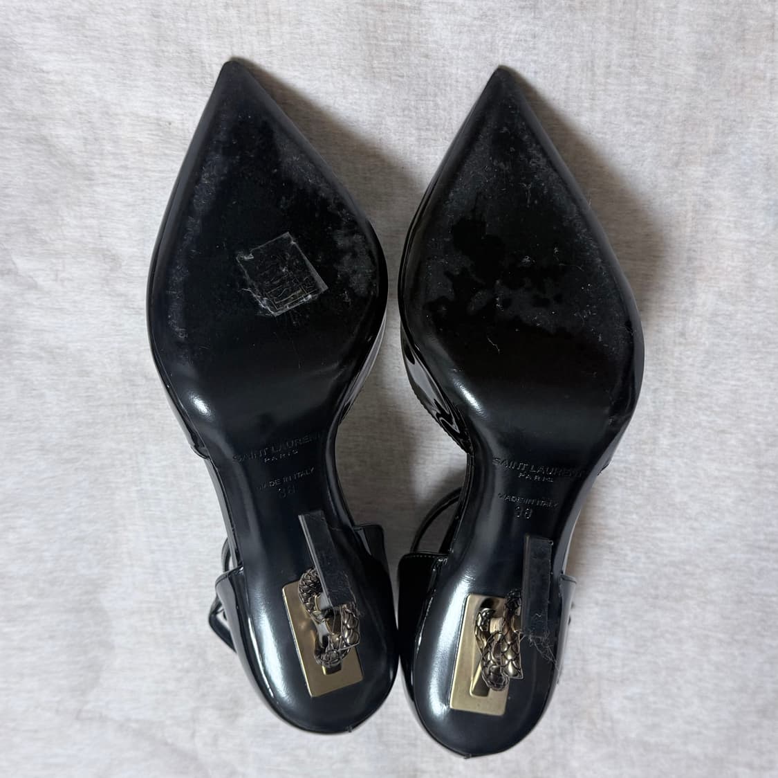 정품 Saint Laurent opyum 생로랑 오피움 스네이크 샌들 힐 상품이미지4