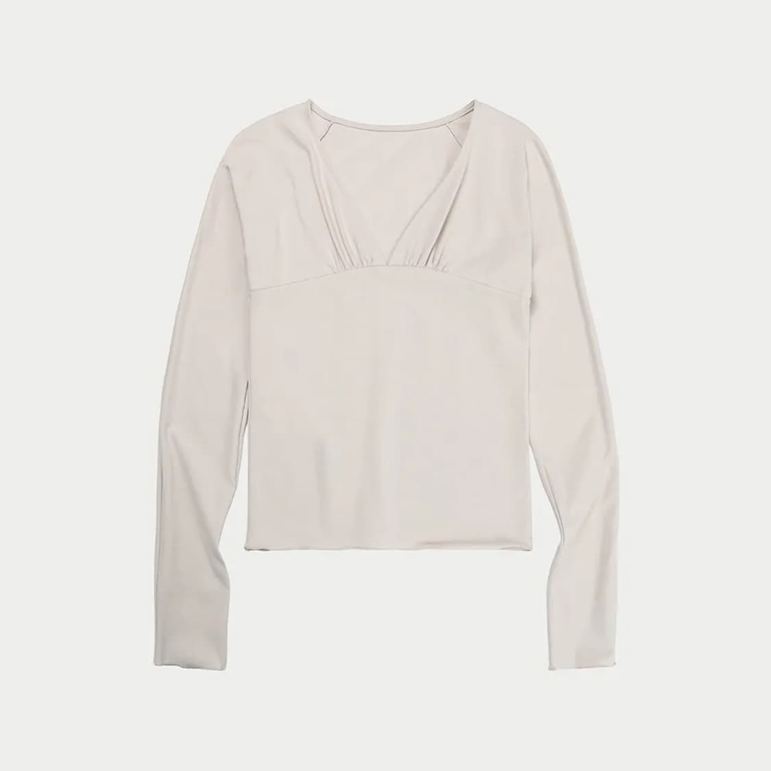 이어닝 FRONTBACK SHIRRING CURVED TOP, ECRU 상품이미지2