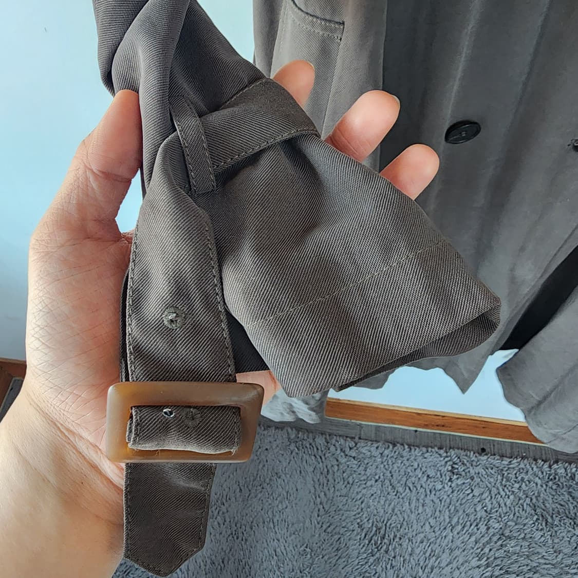 톰보이 더블 브라운 롱 트렌치 코트 상품이미지3