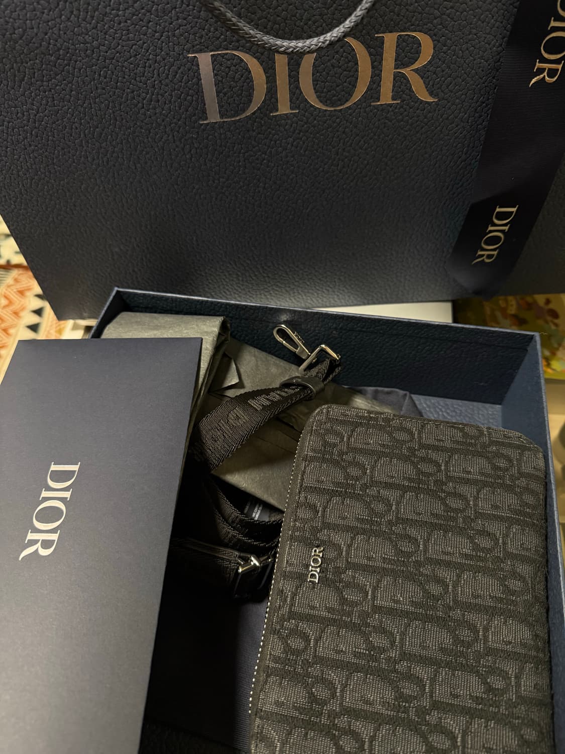 디올 오블리크 파우치 메신저백 블랙 풀구성 새상품급 상품이미지3