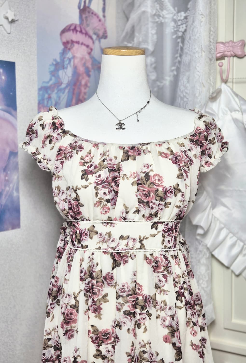 레스트로즈 플로럴 2way 리본 오프숄더 히메갸루 히메카지 원피스 상품이미지2