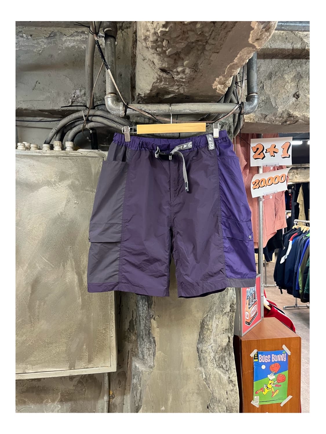 앤드원더X그라미치 패치워크 윈드 하프 팬츠 퍼플 XL #csz3275  상품이미지1