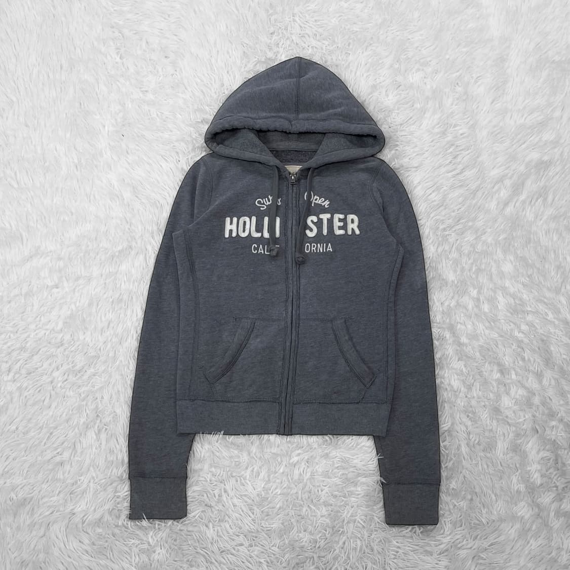 홀리스터 스펠 로고 후드집업 그레이 상품이미지2