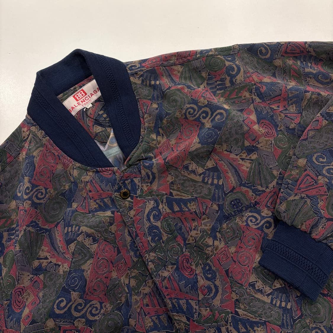 [L] 93s 발렌시아가 빈티지 패턴 실크 봄버 자켓 B709 상품이미지3