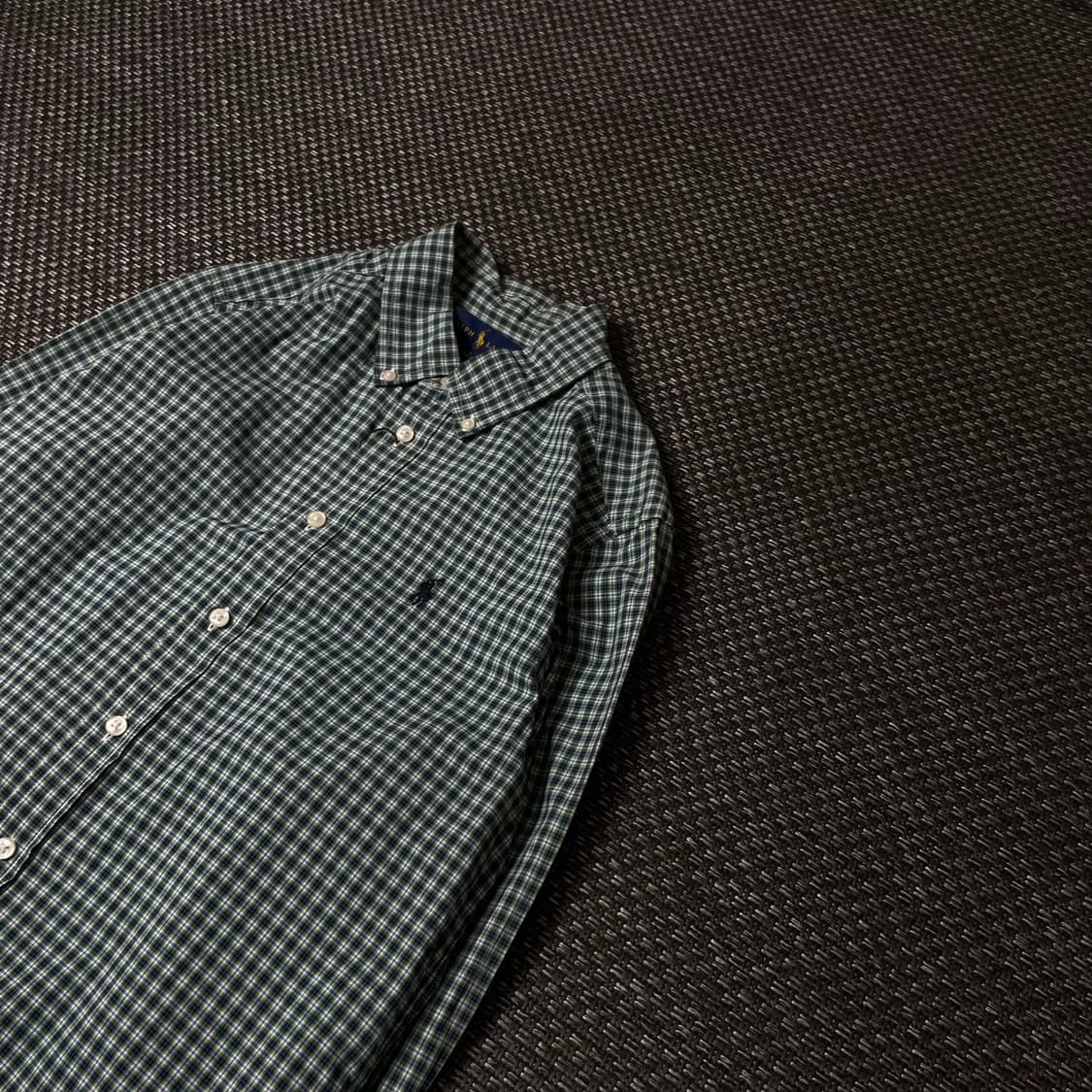 폴로랄프로렌 그린 마이크로 체크 긴팔 셔츠 L 상품이미지5