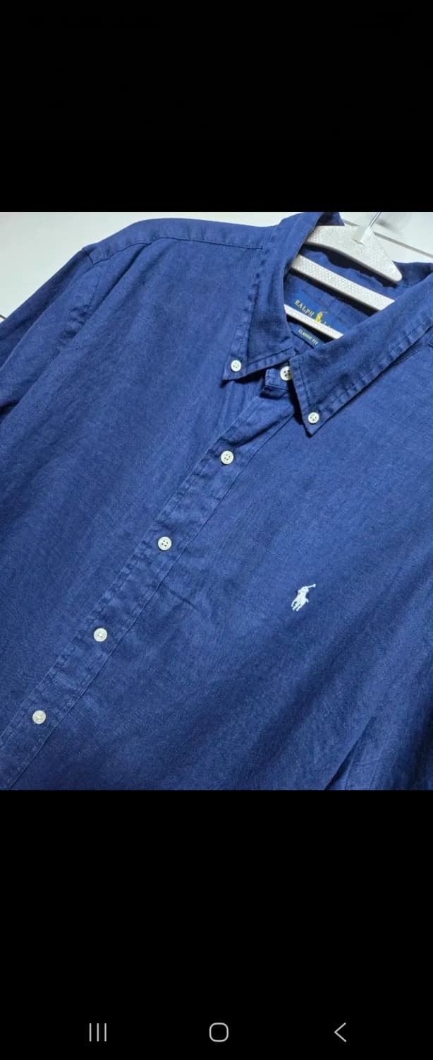 폴로 랄프로렌 신형 남성 네이비 린넨 반팔 셔츠 상품이미지2