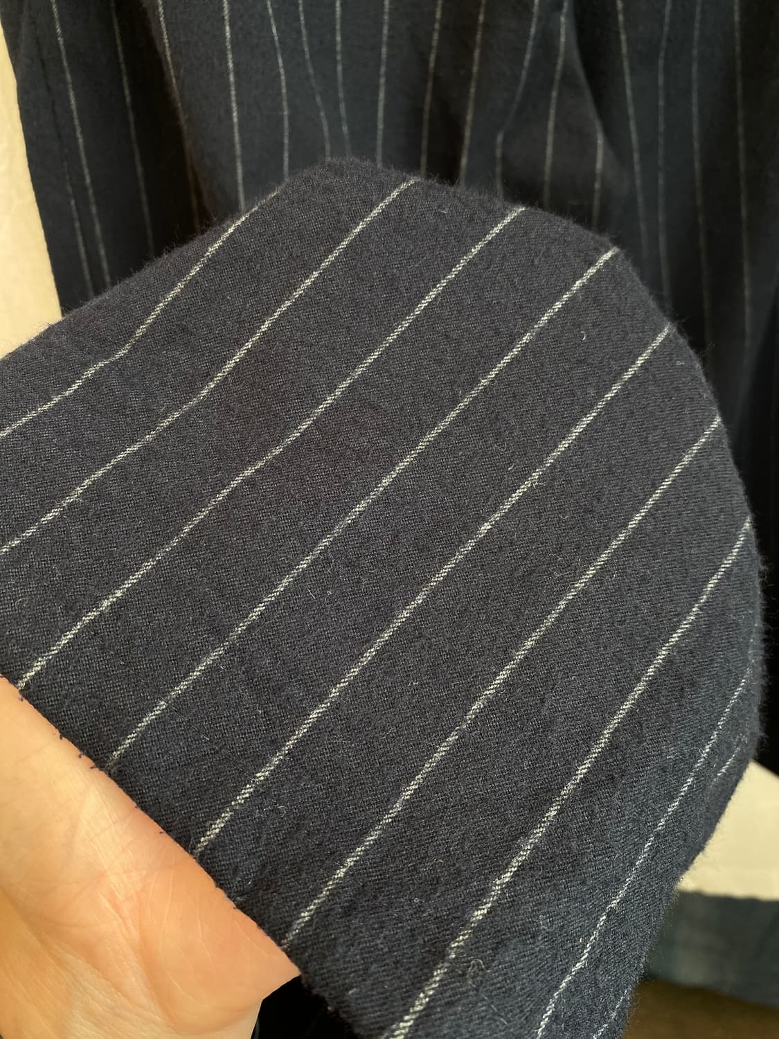 L'ESPOIR 핀스트라이프 네이비 밴딩 와이드팬츠(M) 상품이미지6