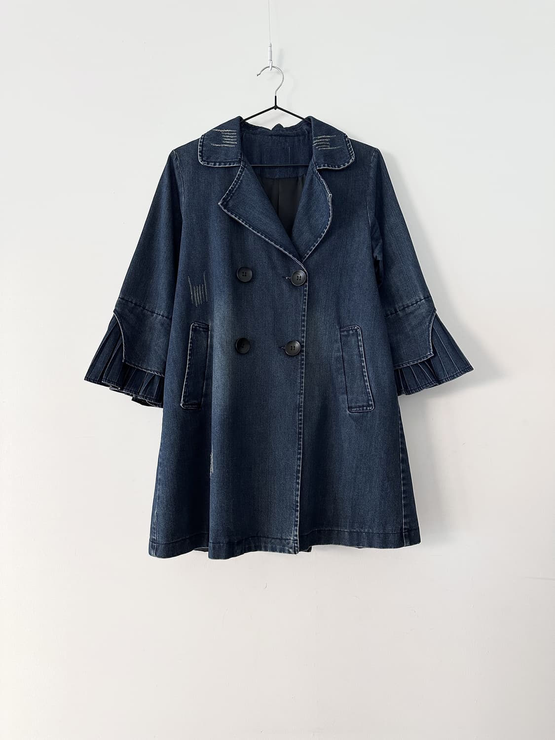 Sleeve pleats fly denim jacket 상품이미지1