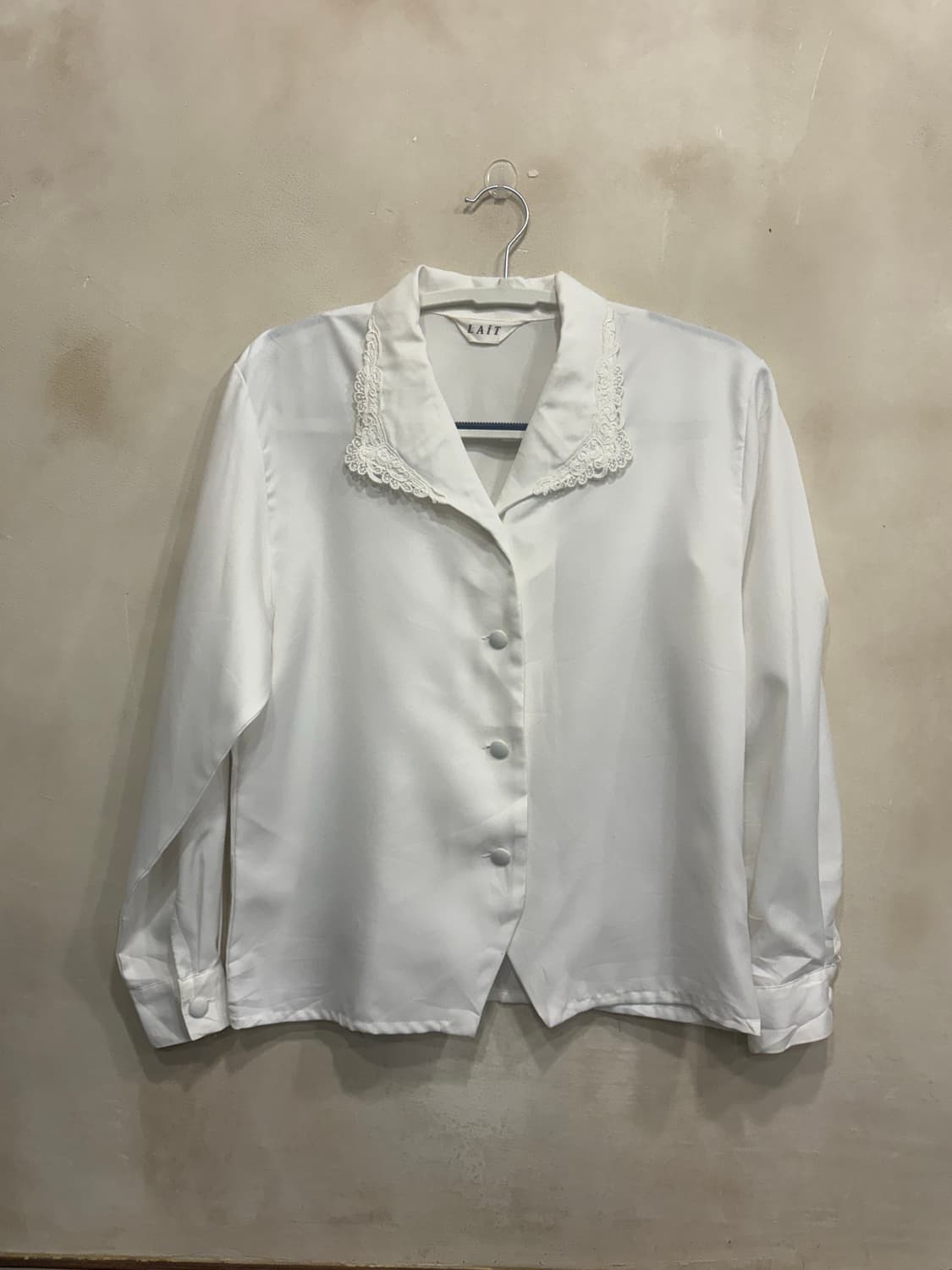 일본 빈티지 흰색 레이스 블라우스 상품이미지1
