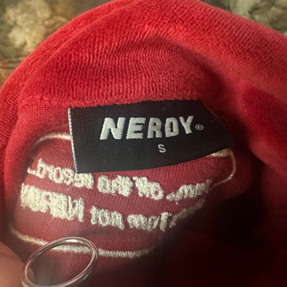 널디 빈티지 화이트 사이드라인 버건디벨벳트랙탑져지 S 상품이미지3