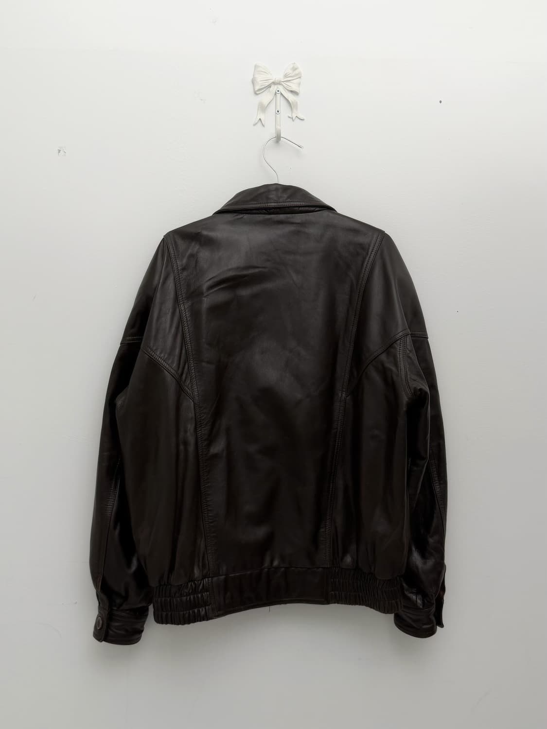 초코 브라운 레더 봄버 자켓 상품이미지6