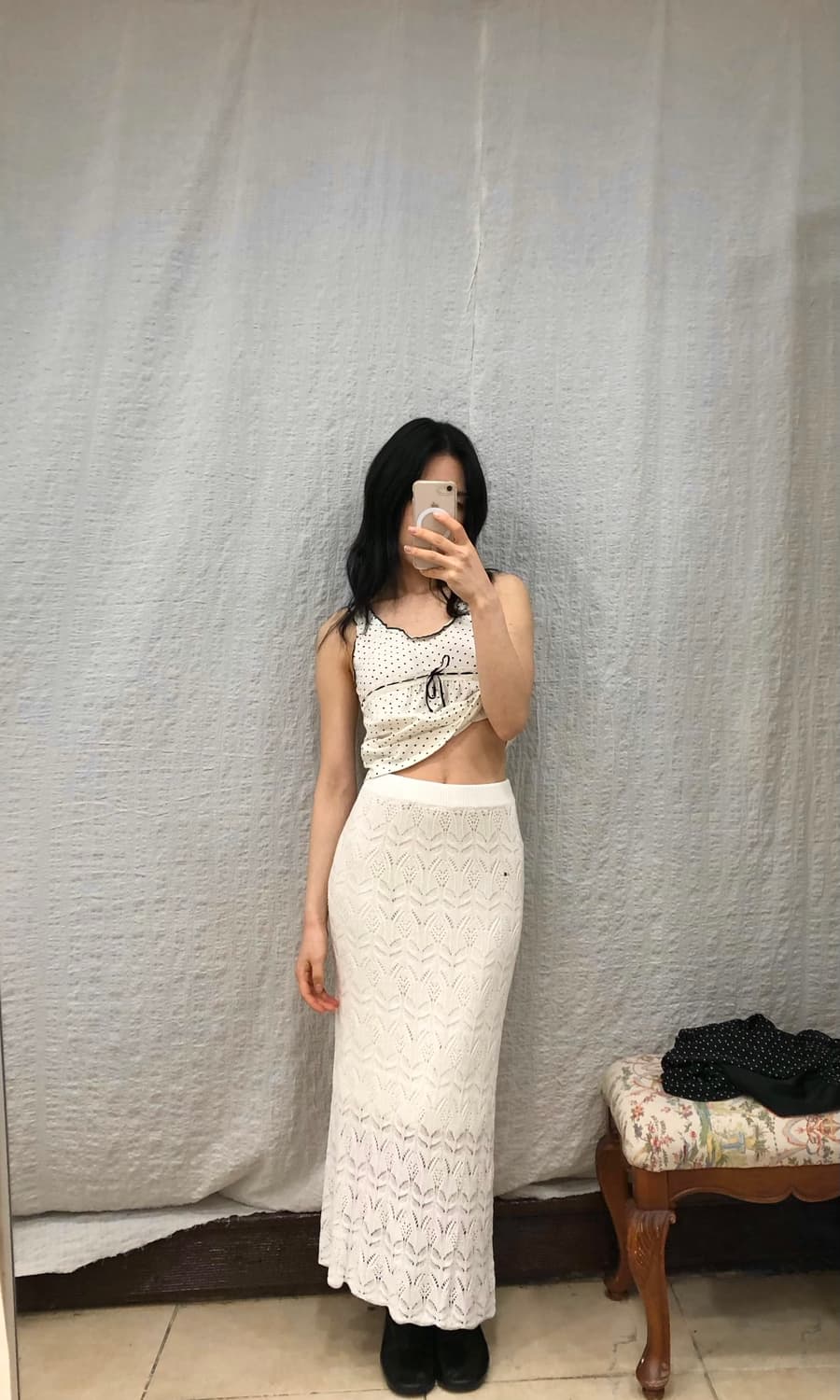 White crochet knit skirt 상품이미지2