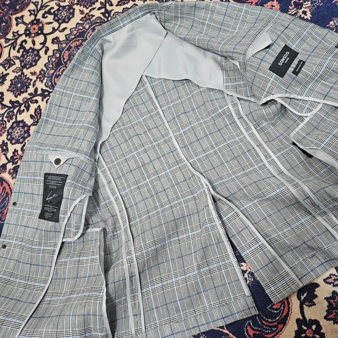  (새상품)송지오옴므 레이온 린넨 혼방 체크 3버튼 블레이져 자켓 상품이미지9