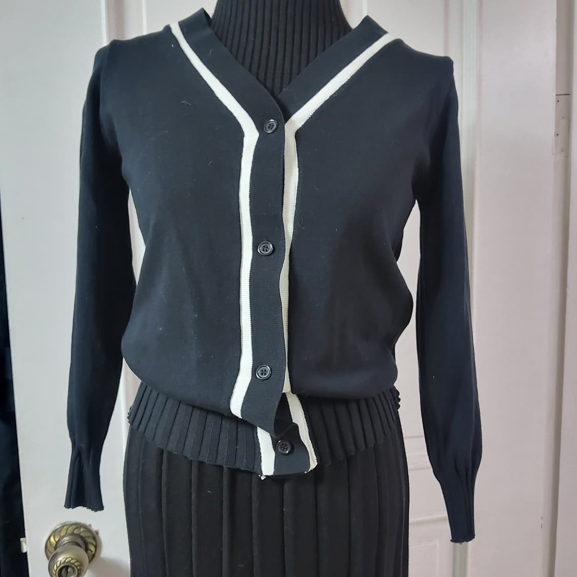 골지 니트 나시 롱 원피스 니트 가디건 세트 상품이미지2