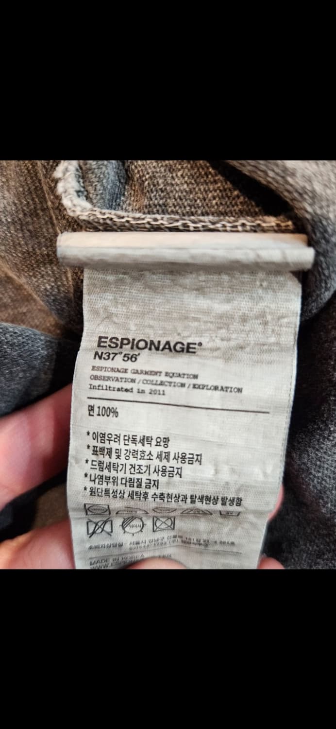 에스피오나지 빈티지 워싱 티셔츠 그레이 상품이미지3