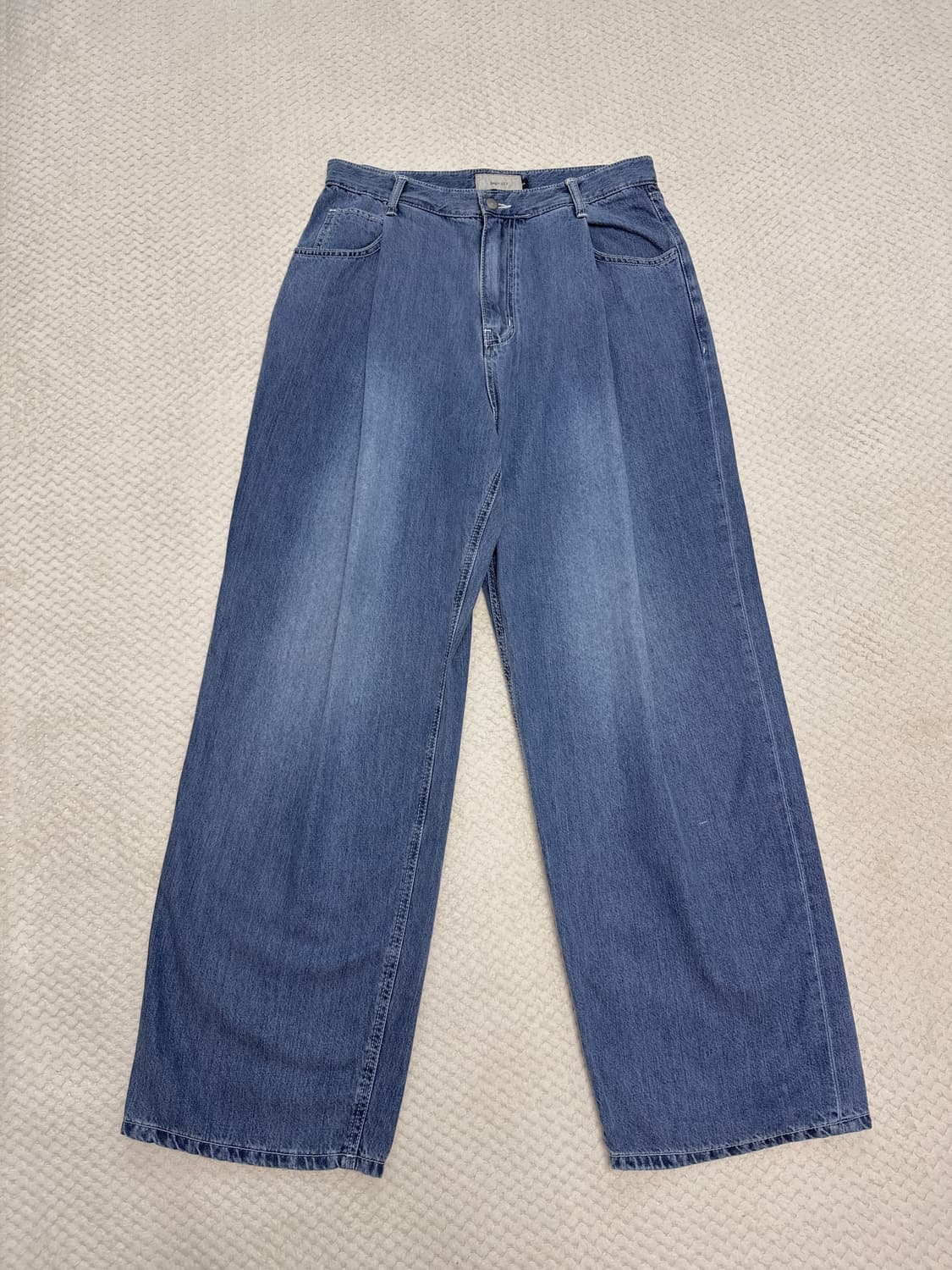 [3] 비긴202 원턱 와이드 슬랙스 데님 팬츠 [페이디드 블루] 상품이미지4