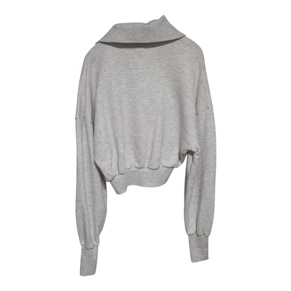 Ronron론론 화이트 오트밀 로고 하프집업 카라 크롭 맨투맨 상품이미지3