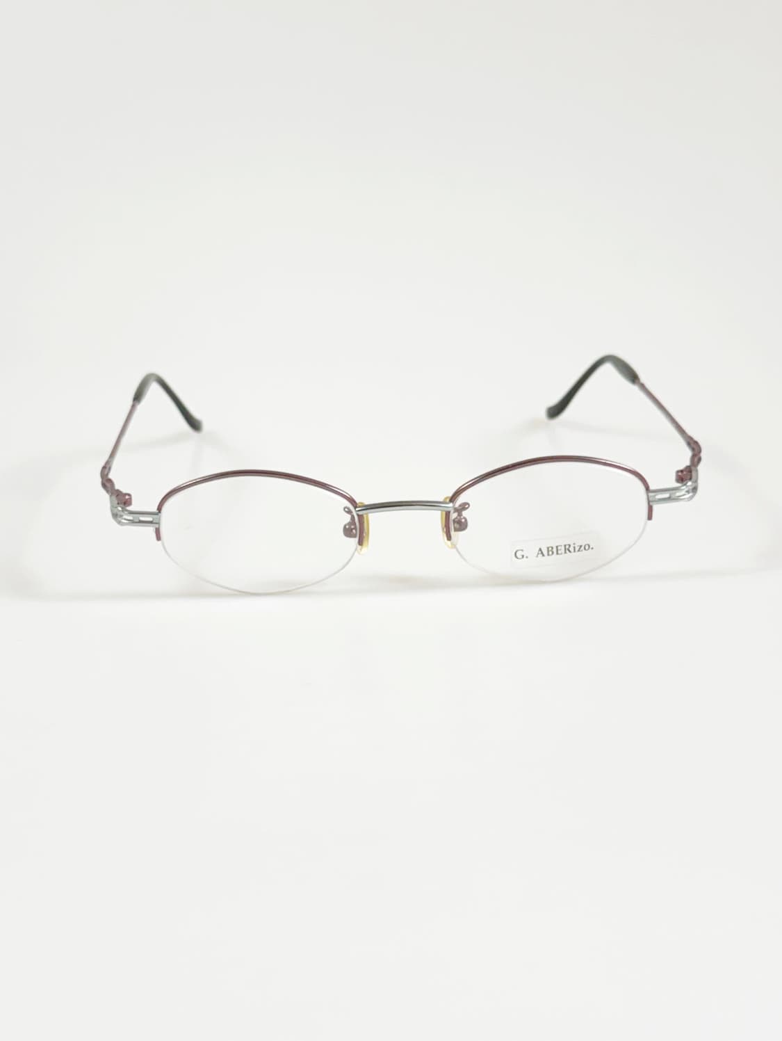 G.ABERizo 투톤 메탈 슬림 오벌 반무테 빈티지 안경 상품이미지2