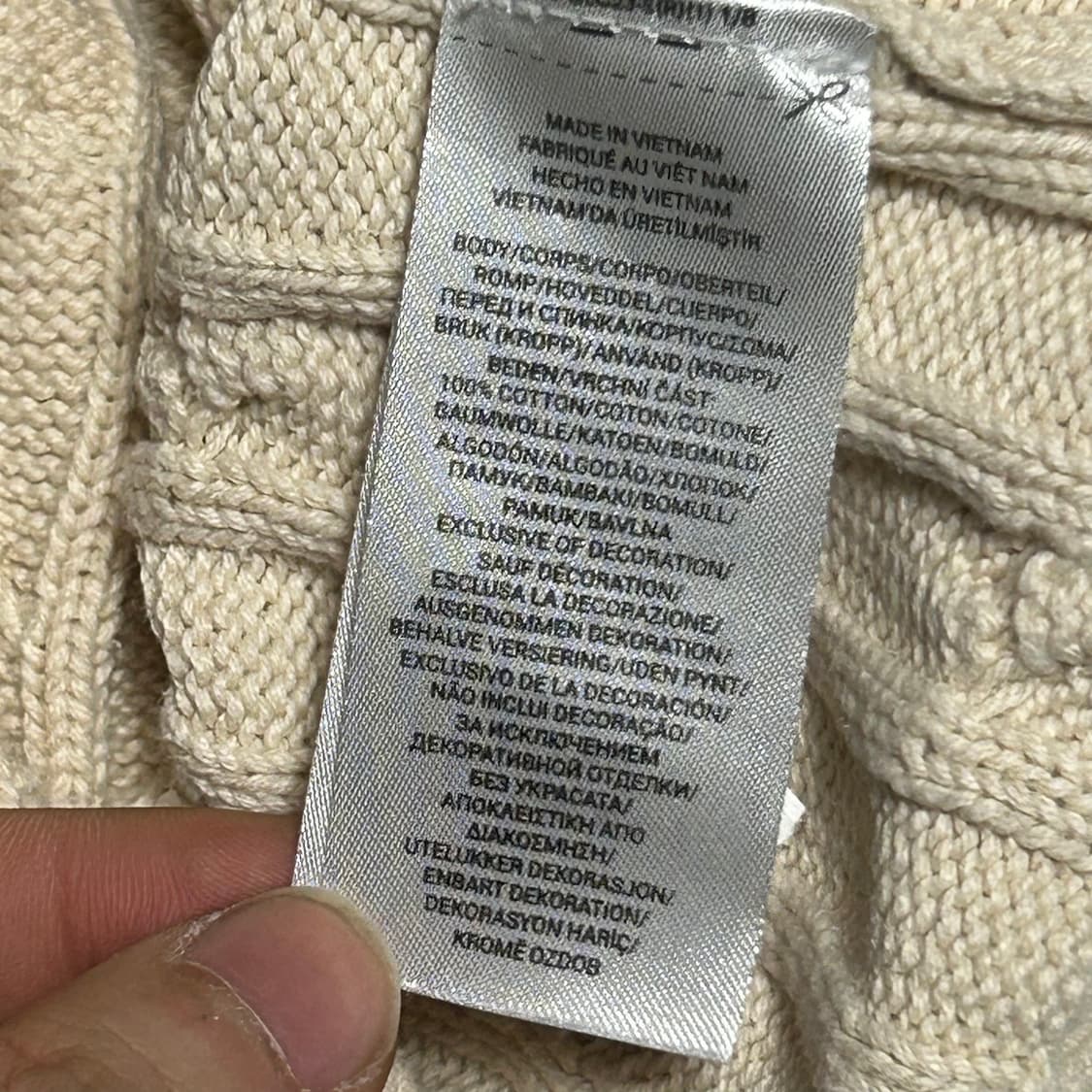 M 폴로랄프로렌 여성용 브이넥 오트밀 케이블 니트  상품이미지5