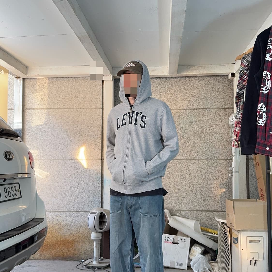 리바이스 스펠아웃 로고 후드집업 상품이미지1