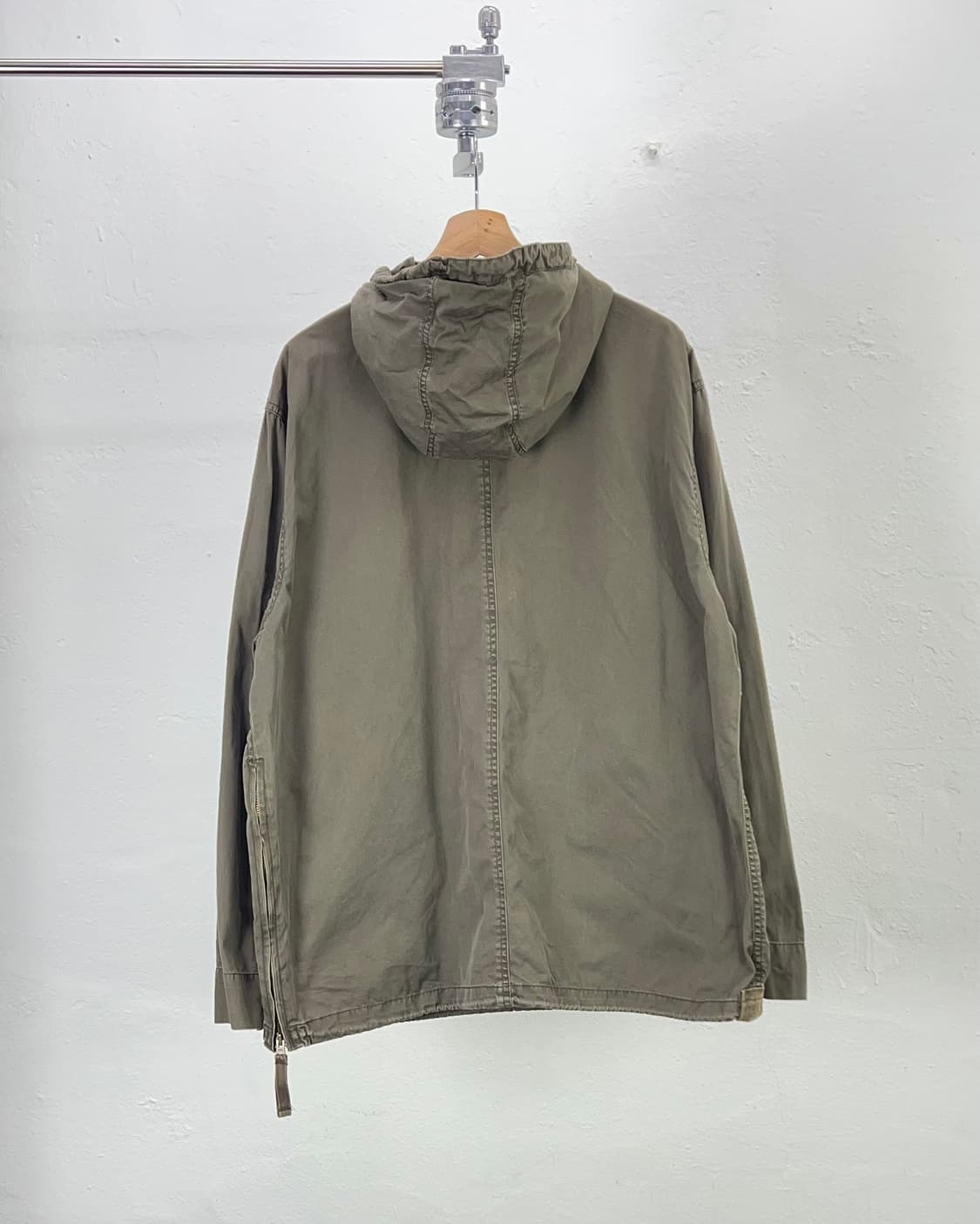 올드 네이비 카키 코튼 버튼 플라이 밀리터리 쿼터집 후디 자켓 상품이미지6