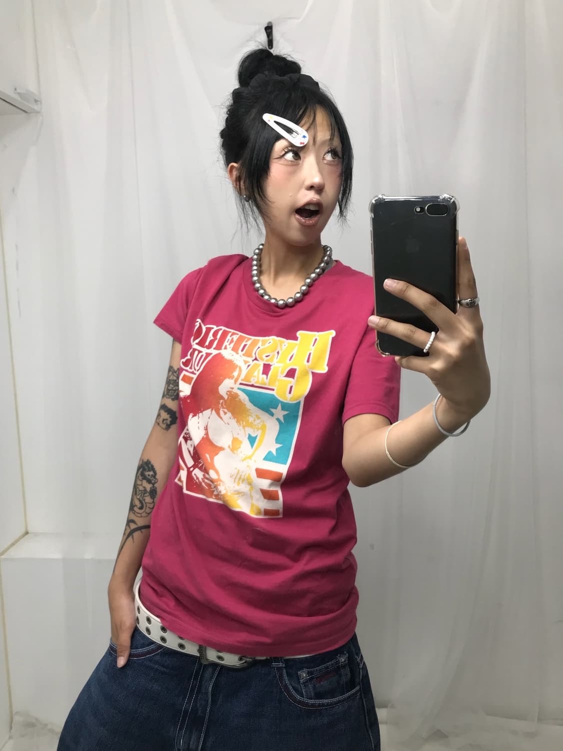 < Hysteric Glamour His girl Pink T-shirt 상품이미지6