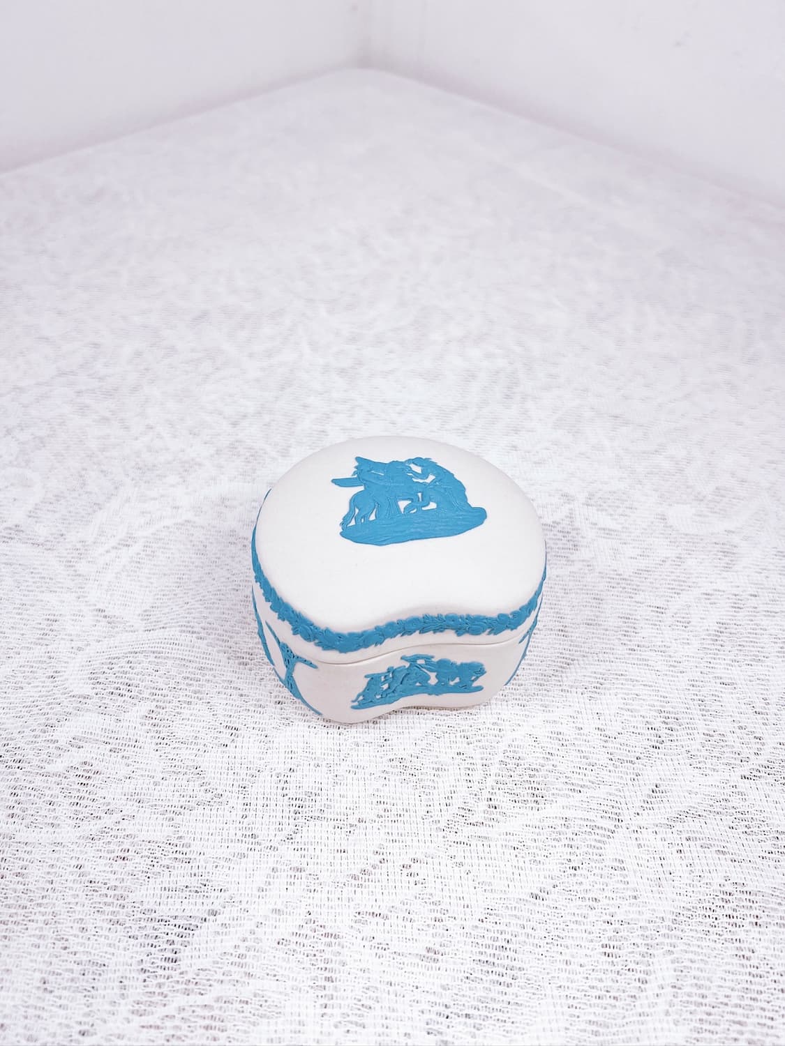 [영국앤틱] 웨지우드 제스퍼웨어 강낭콩 트킹켓박스 보석함_화이트 상품이미지1