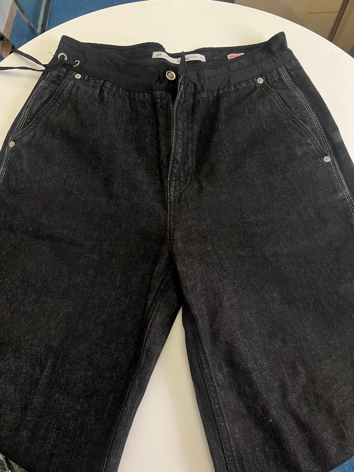 언어펙티드 X 플랙 드로우스트링 루즈 데님 블랙 상품이미지1