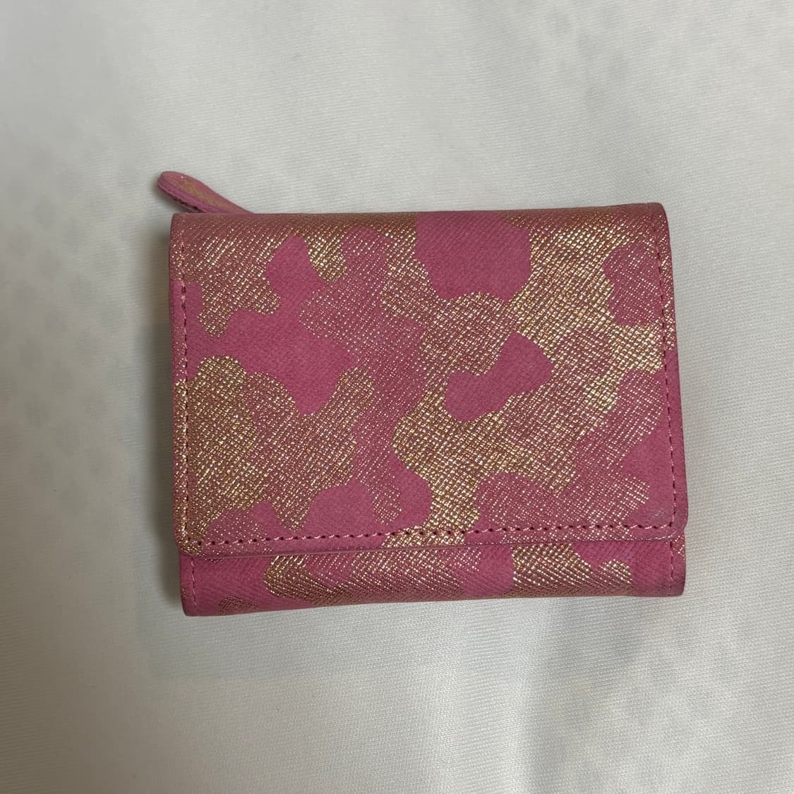 카모 핑크 골드 패턴 삼단 반지갑 상품이미지2