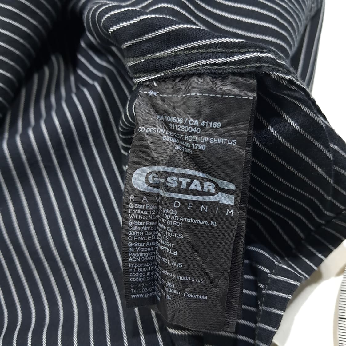 CL729 L 지스타로우 블랙 핀스트라이프 롤업 셔츠 남방 상품이미지5