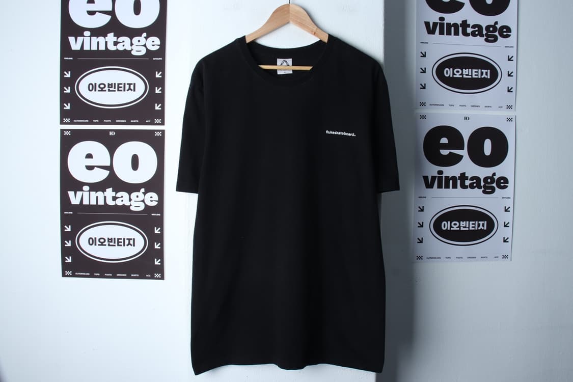 (XL-2XL) 플루크 반팔 티셔츠 레터링 스케이트보드 블랙-H32251 상품이미지2