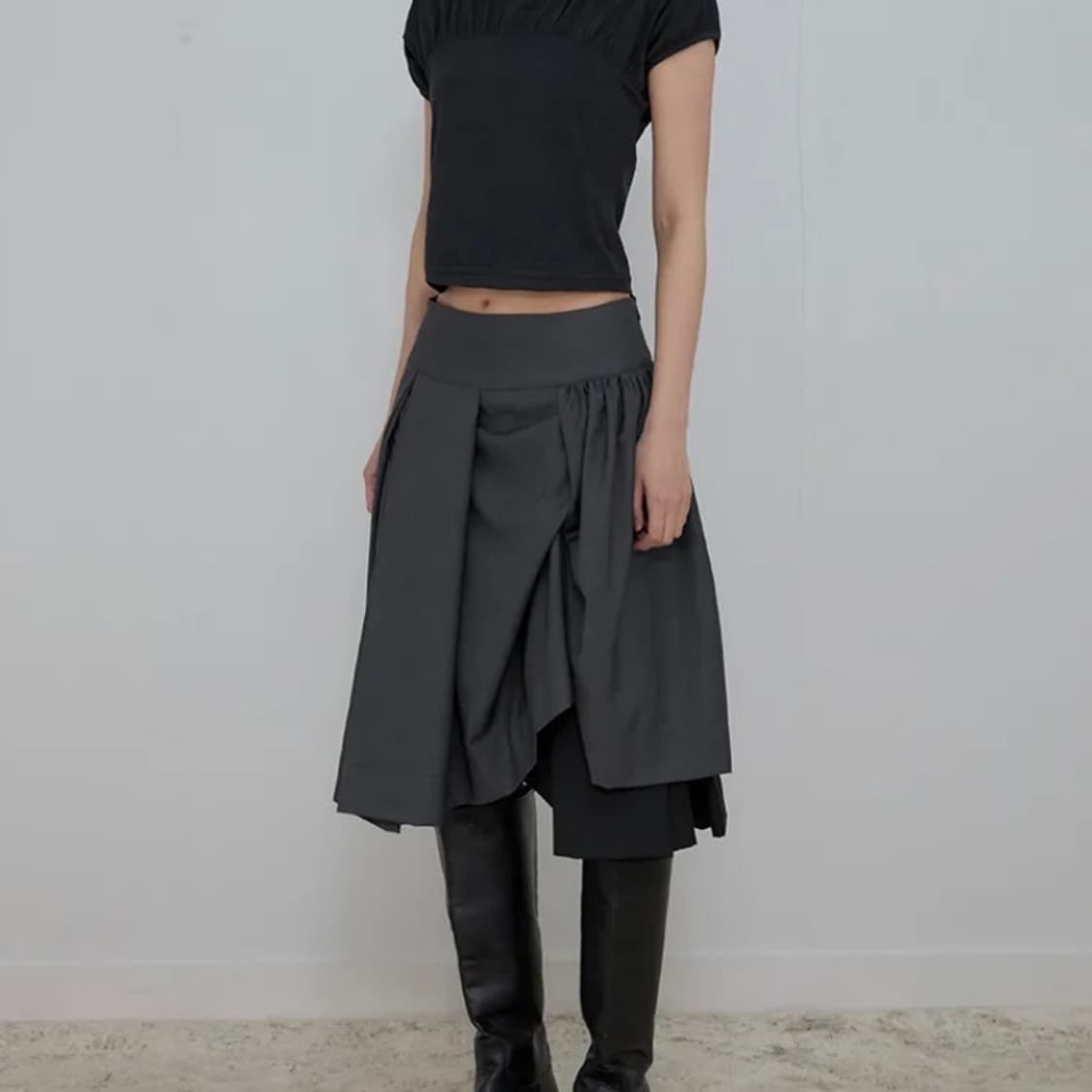 플레어업 Asymmetrical Draped Midi Skirt 상품이미지4