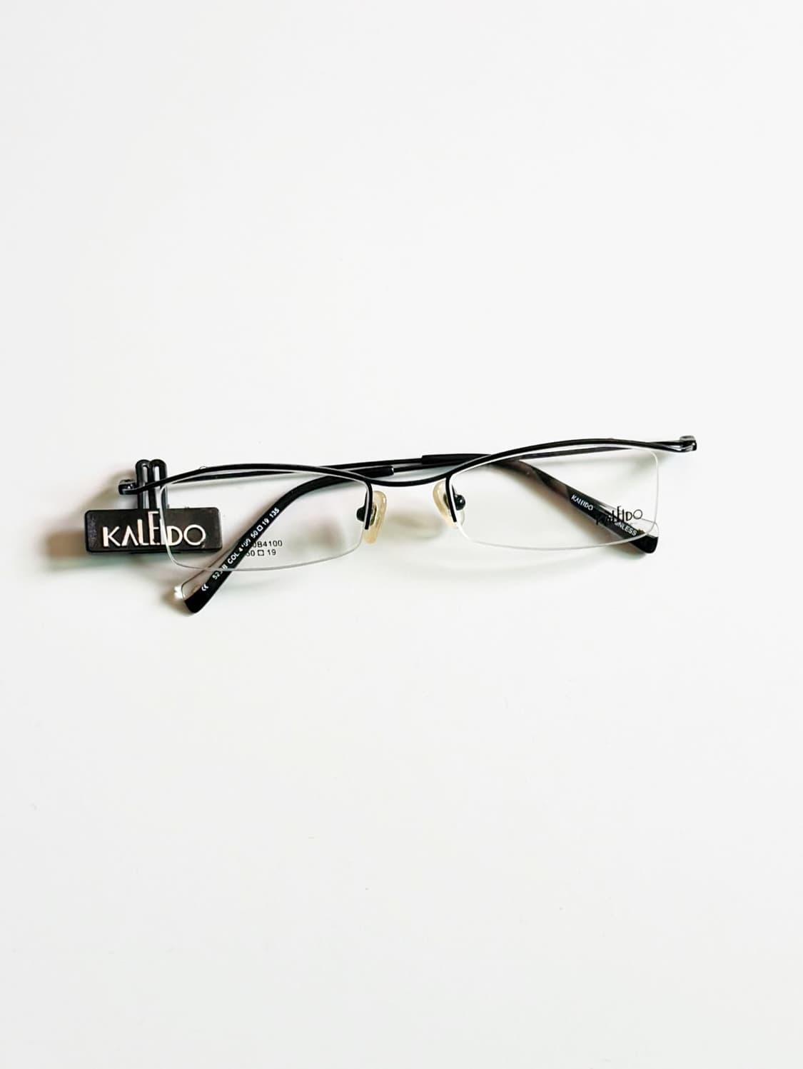 90s KALEIDO 블랙 반무테 스퀘어 메탈 빈티지 안경 상품이미지1
