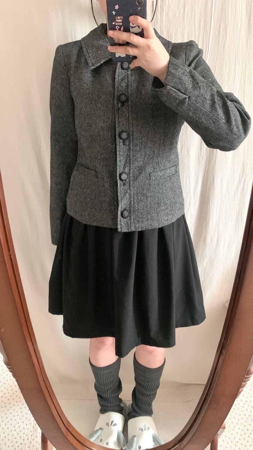 그레이 카라 트위드 자켓 상품이미지3