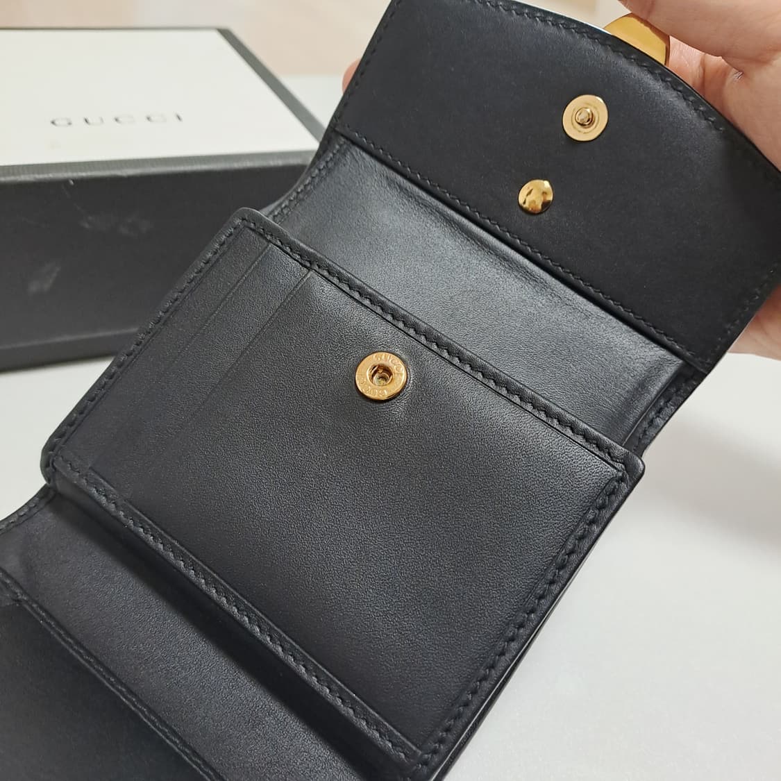 [100%/정품] 구찌 실비 트리이 폴드 지갑 블랙, 구찌지갑,구찌반지갑 상품이미지6