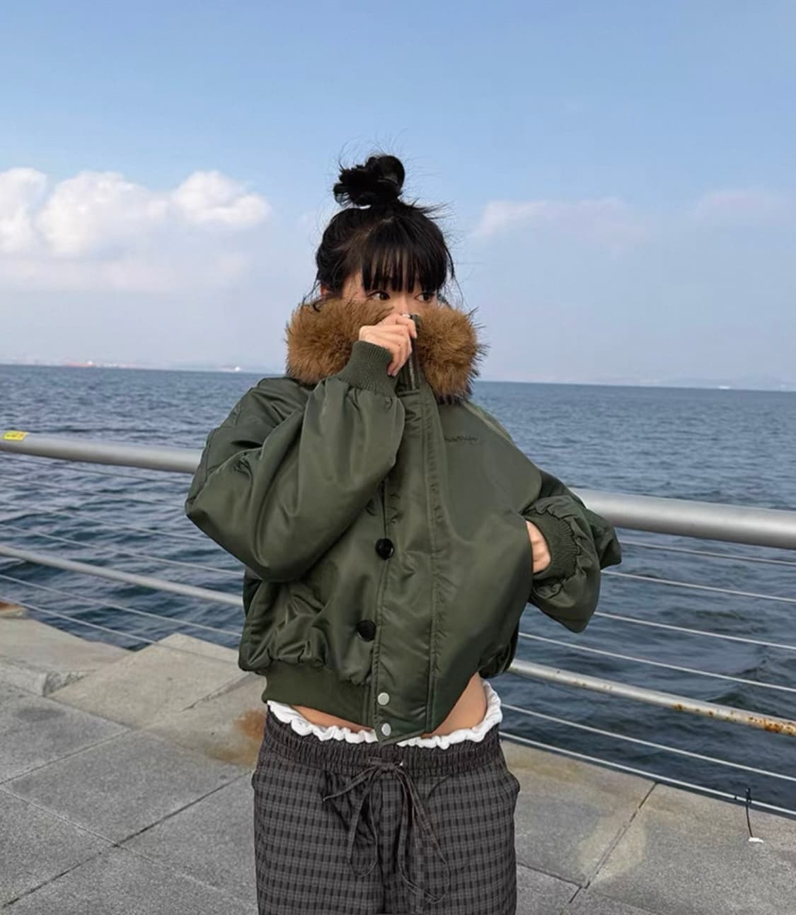 아사키프레자키 퍼 자켓 ma1 봄버 그린 항공점퍼 그린 새상품 상품이미지1