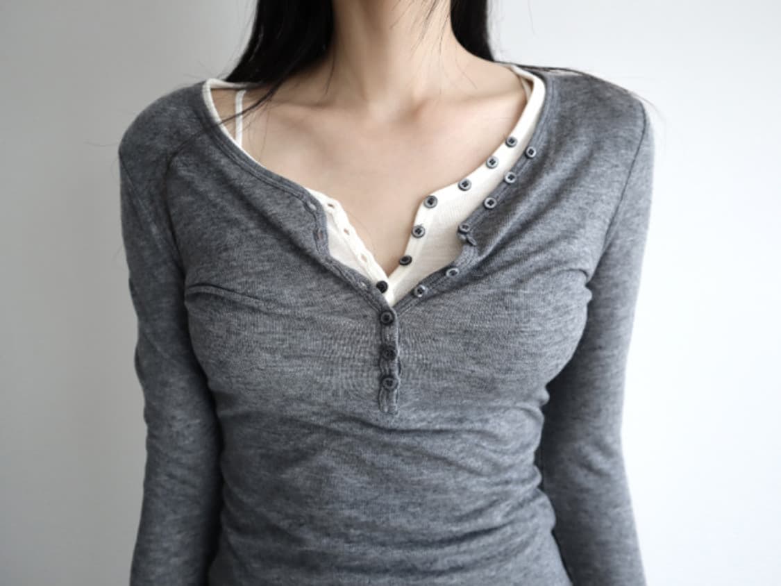 울30 텐셀 슬림핏 t shirt (아이보리/그레이) 상품이미지7