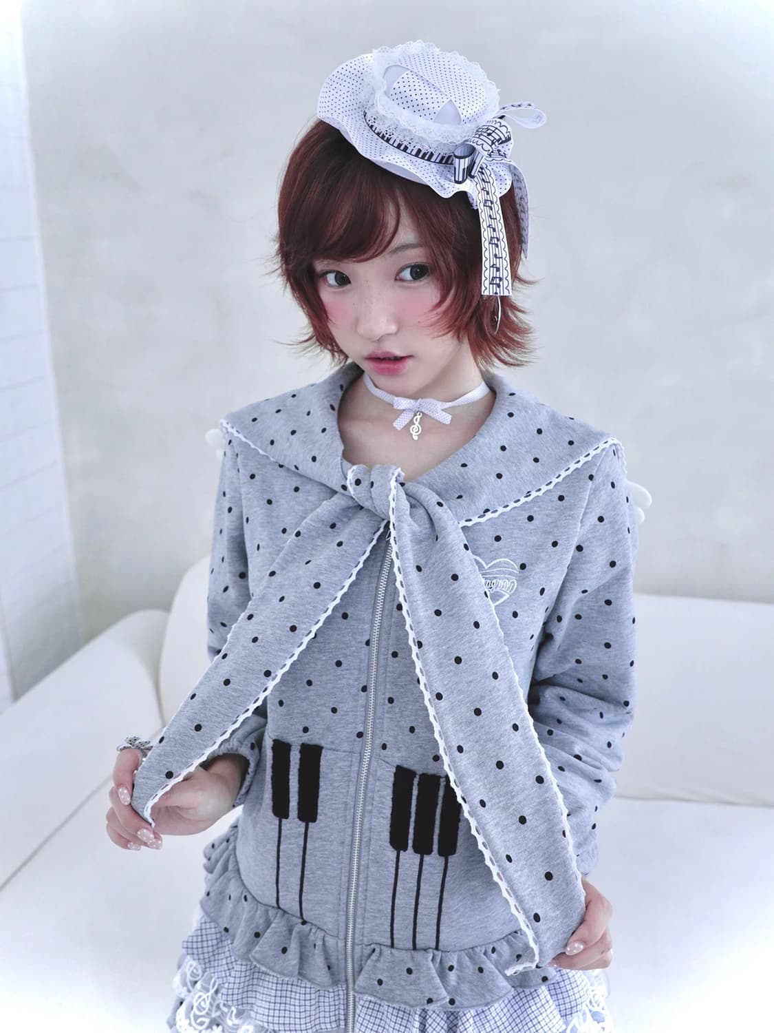 Piano Buttons Polka Dots Dress 상품이미지4