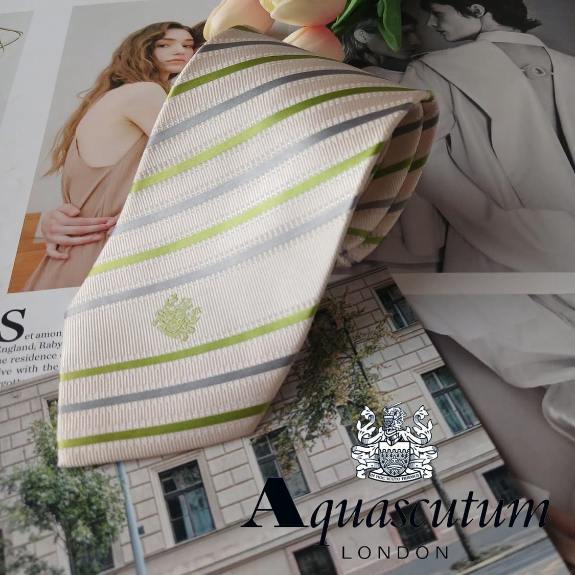 아쿠아스큐텀 실크 스트라이프 넥타이 9.3cm A등급 A19123
 상품이미지1