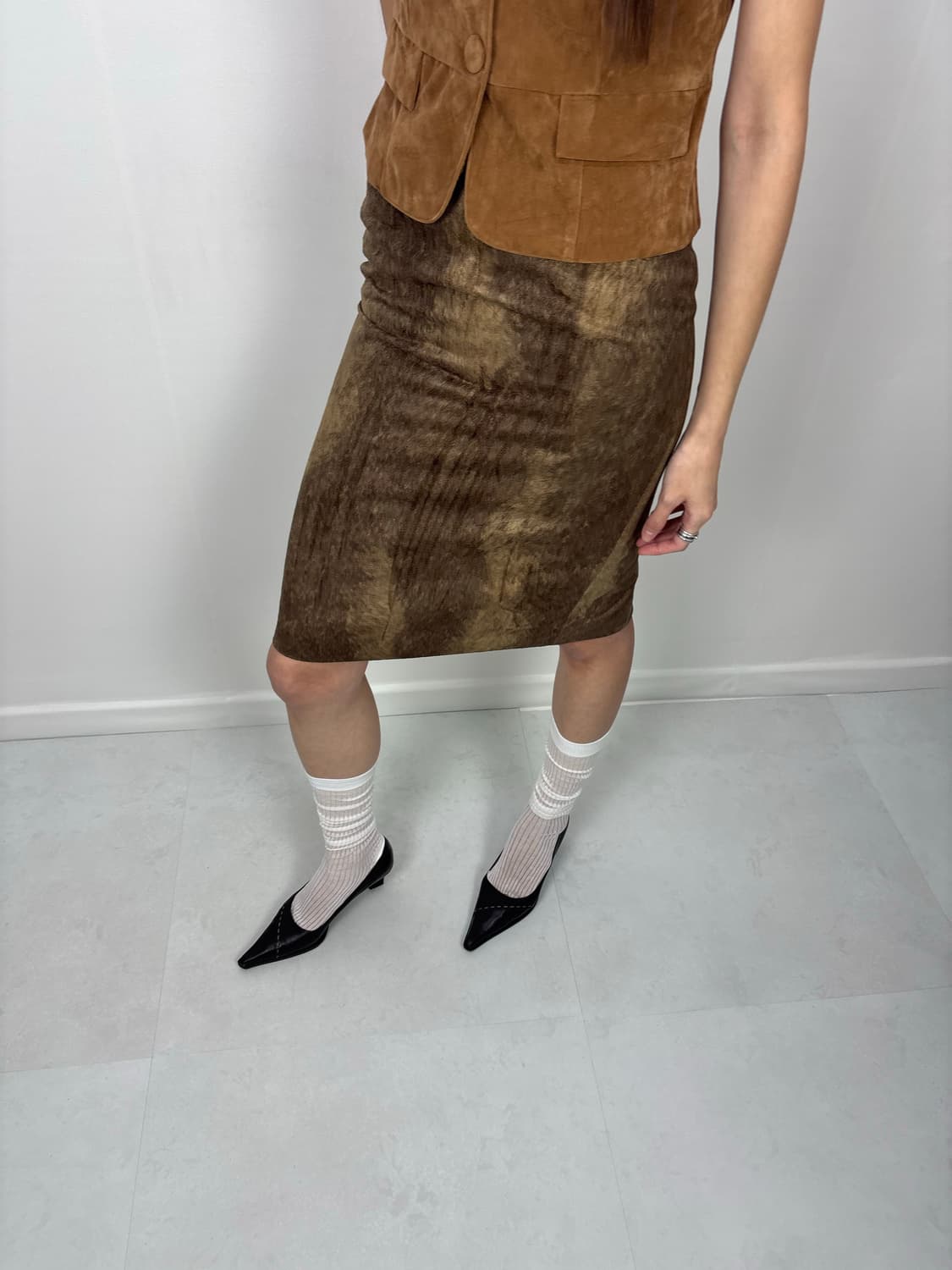 MIXED BROWN SUEDE SKIRT 상품이미지5
