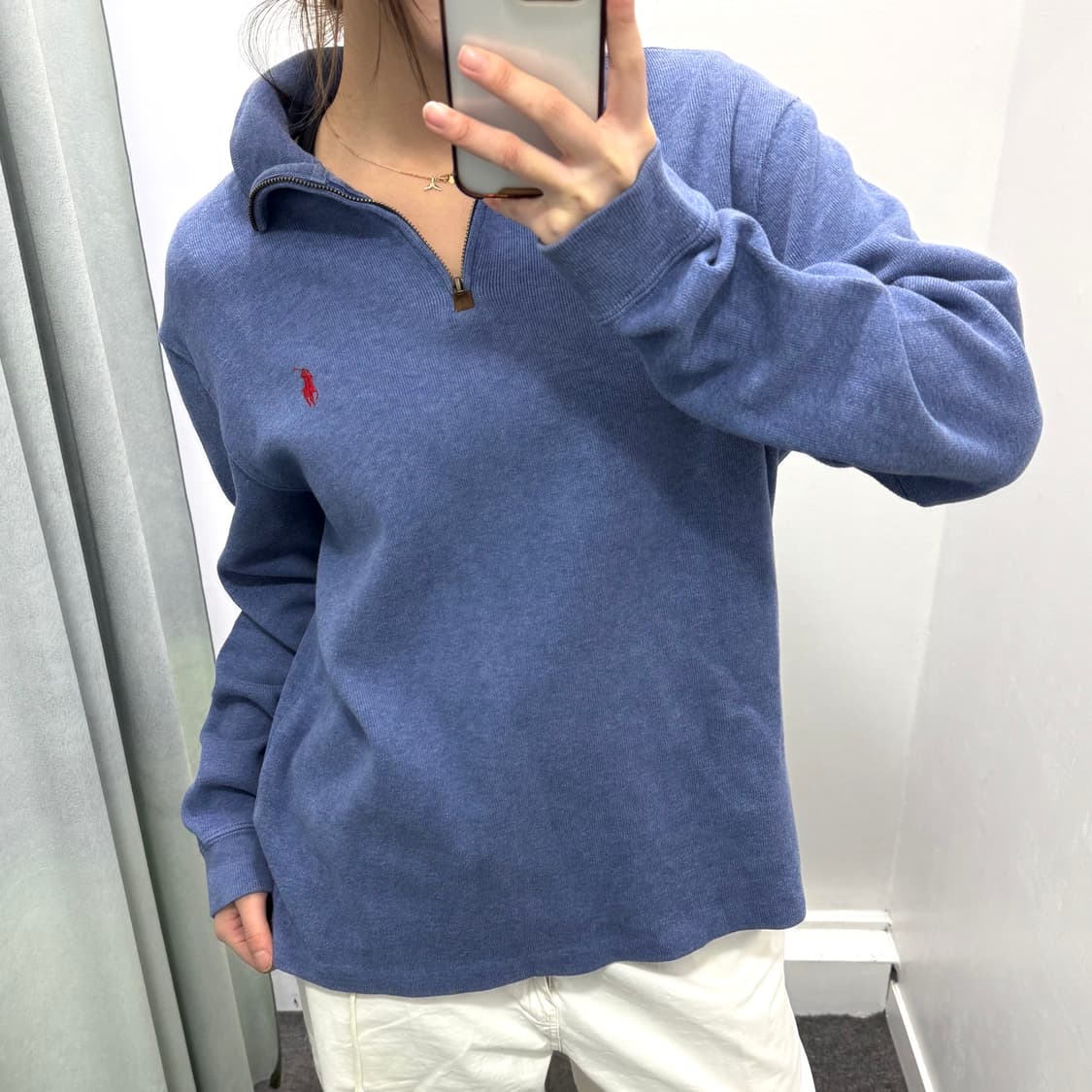 폴로 블루 반집업 니트 상품이미지1