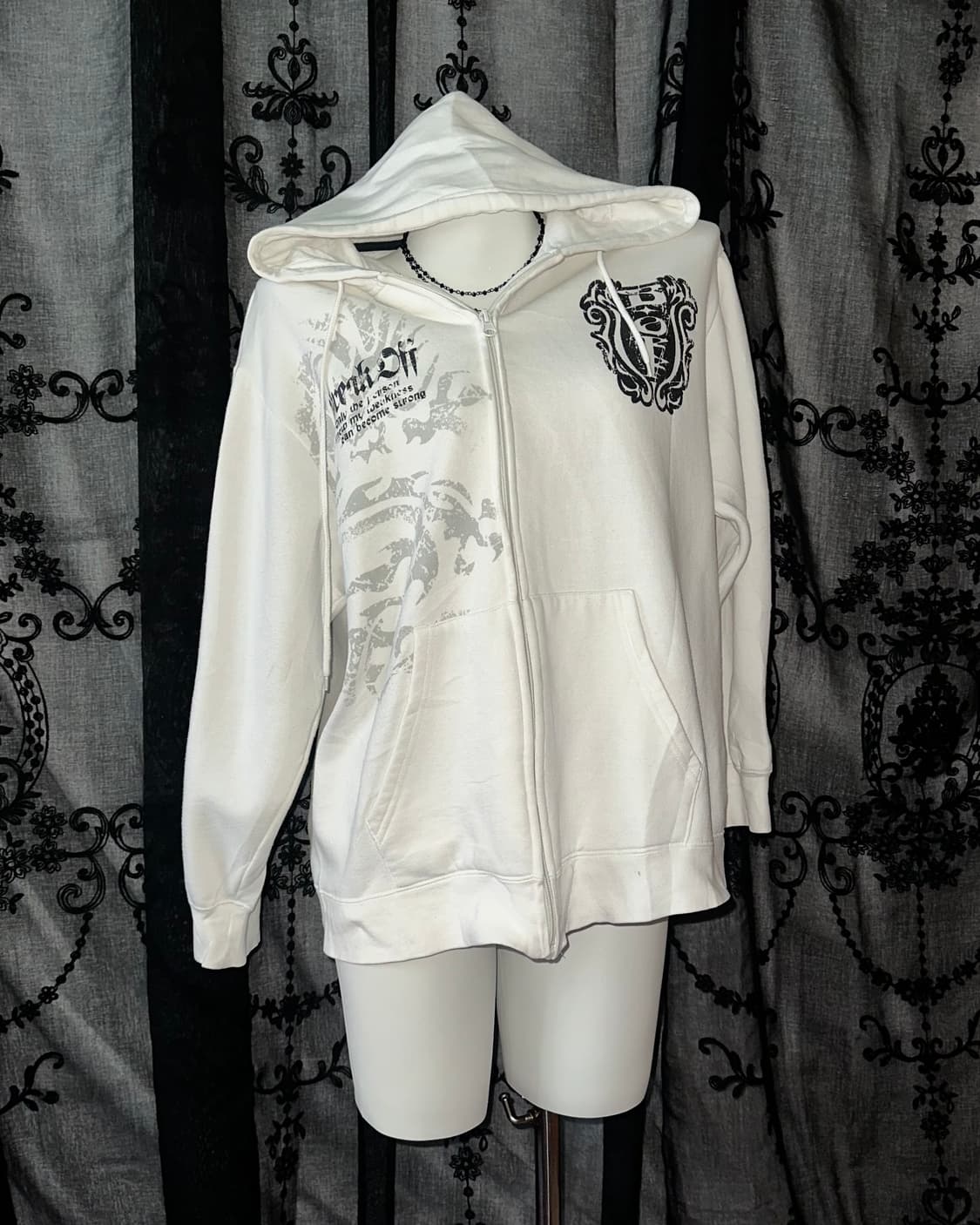 #BREAKOFF White Punk Hooded Zip-Up 상품이미지1